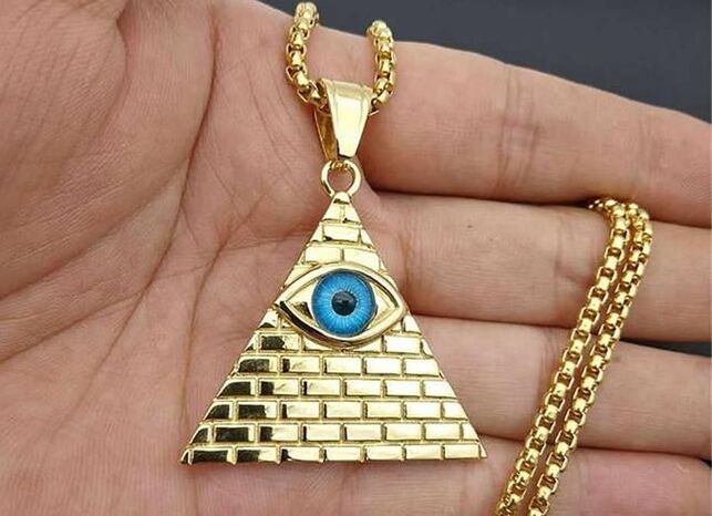 Amuleto masónico (ojo que todo lo ve) en forma de collar para la riqueza
